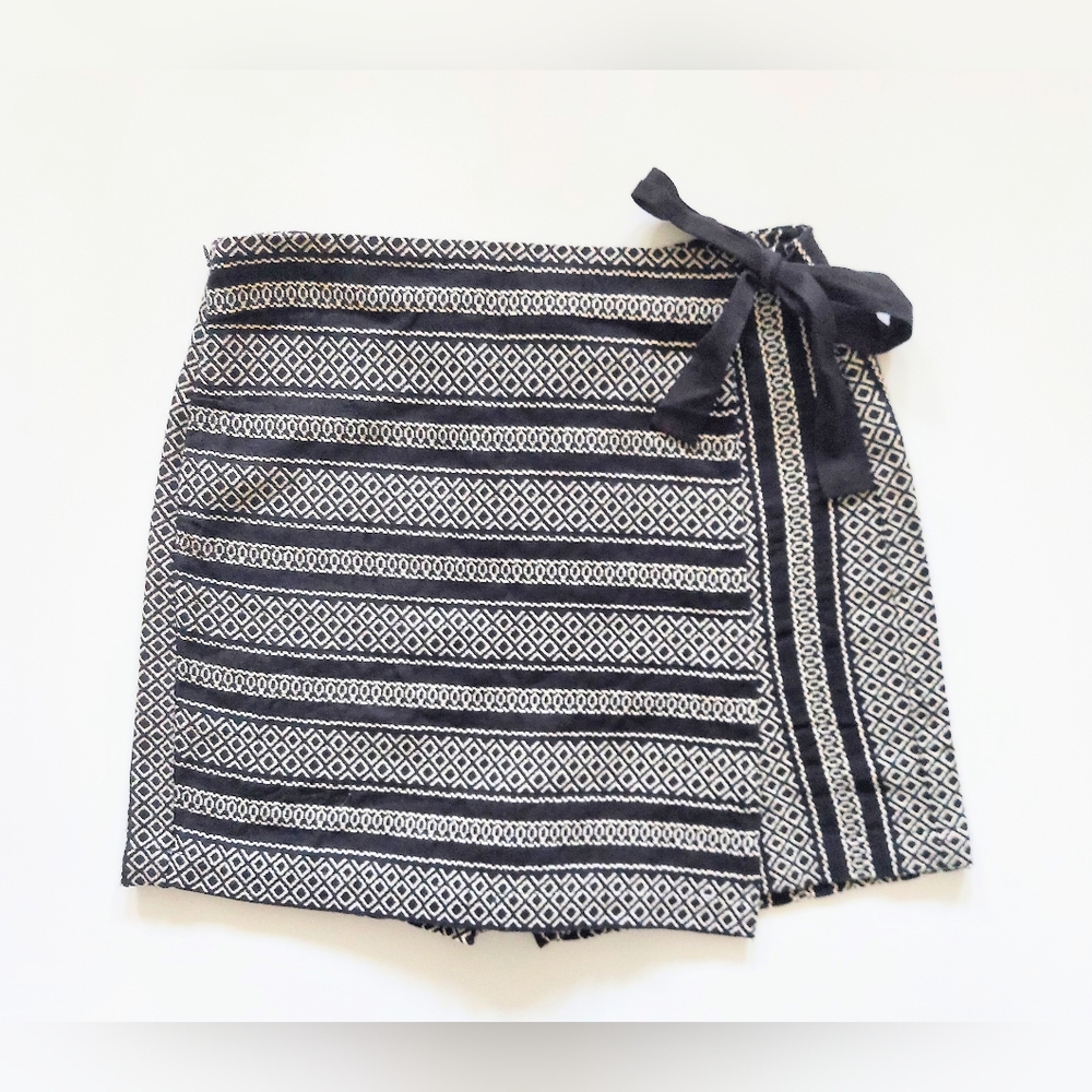 Venus Faux Wrap Skort Black White 100% Cotton Size 10